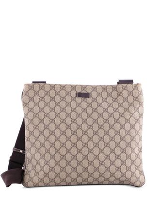 Gucci Zip Top Messenger Bag GG Coated Canvas Large crossbody bag - Marrone