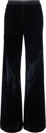 Semicouture Broeken, Dames, Zwart, M, Leer, Rechte fluwelen broek