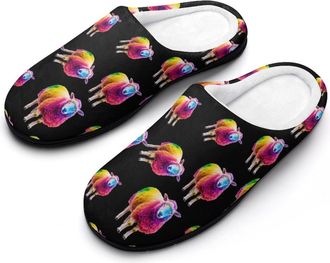 Generic Colorful Sheep Cotton Slippers for Women Indoor Outdoor Slipper Slip-On Memory Foam Home Shoes