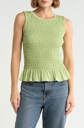 Cyrus Smocked Ruffle Hem Tank in Grass Green at Nordstrom Rack, Size X-Large