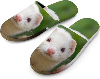 Generic Animal Ferret Mens Slippers Warm Non-Slip Houes Shose Spa Slipper for Home Bedroom