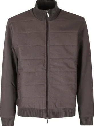 Fay Quilted Stand-Up Collar Two-Material Jacket