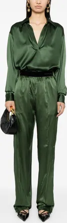 Tom Ford Womens Trousers Moss Green Silk Main