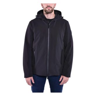 Woolrich Light Jackets, male, Black, S, Tech Softshell Waterproof Jacket with Duck Down