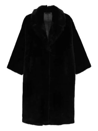 Liska fur-collar coat - women - Lamb Shearling - M - Black
