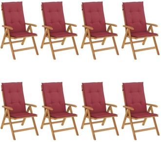 vidaXL Sillas De Jard&iacute;n Reclinables Y Cojines 8 Uds Madera Maciza Teca Vidaxl