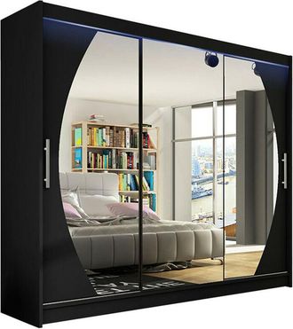 Mirjan24 Armario Closico 130, Negro, 215x250x58cm, Puertas De Armario: Correderas, N&uacute;mero De Estantes: 0, Led