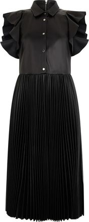 Red Valentino Leren Midi Jurk - Dames - Shirt Kleedjes - Zwart - M - Leer - Kleedjes