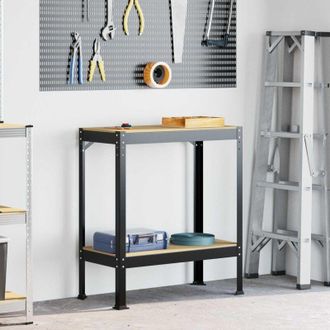 vidaXL vidaXL Banco da lavoro con lo scaffale Nero 81 x 41 x 91 cm