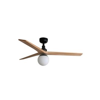 Netlighting Klim Medium Black Light Pine Wood Ceiling Fan DC E27 6 Speed