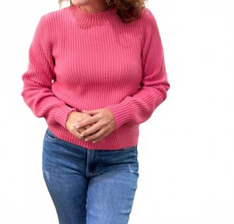 Michael Stars Popover Long Sleeve Sweater In Flamingo