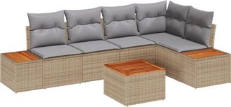 vidaXL Vidaxl - Garden Sofa Set with Cushion 6 pcs Beige Poly rattan