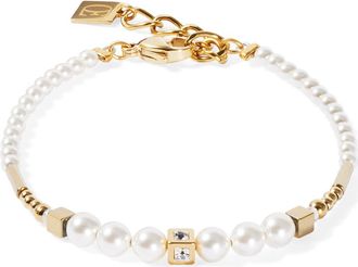 Coeur de Lion Shimmering Princess Gold Bracelet in Pearl - White at Nordstrom, Size 8.25