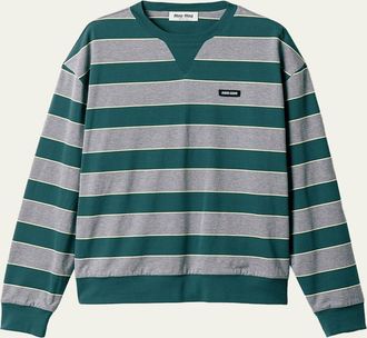 Miu Miu Striped Oversized Long-Sleeve T-Shirt