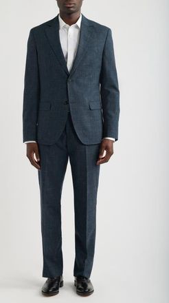 Nordstrom Anders Classic Fit Blue Crosshatch Wool & Linen Suit in Blue Nero Crosshatch at Nordstrom, Size 54