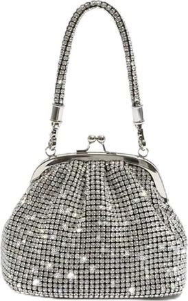 Generic Rhinestone Evening Bag, Women Sparkly Clutch Bag Bling Evening Aluminum Beaded Handbags for Prom Wedding Party Engagement