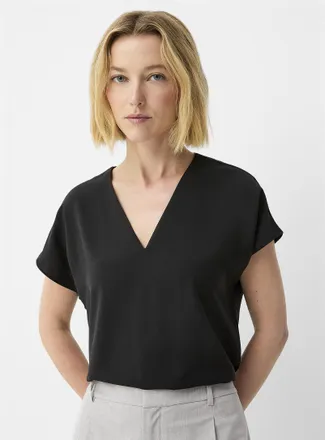 Contemporaine Womens Cap-sleeve flowy blouse