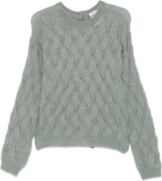 Semicouture Kabelgebreide trui met strikdetail - Grijs