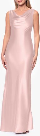 Betsy & Adam Open Back Satin Charmeuse Gown in Blush at Nordstrom, Size 10