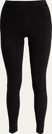 Alice & Olivia Maddox Suede High-Waist Side-Zip Leggings