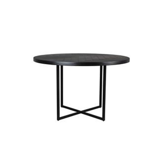 Dutchbone Mesa de comedor redonda de madera de acacia y acero negro