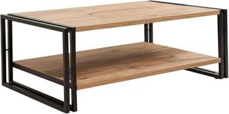 Dmora Dmora - Mesa De Caf&eacute; Sirius, Mesa De Centro Baja, Revistero Para Sof&aacute;, Estante De La Sala De Estar, 110x70h40 Cm, Roble Y Negro, Con Embalaje Reforzad