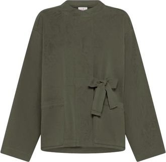Deha tie-waist patch-pocket jacket - women - Lyocell/Cotton/Elastane - S - Green