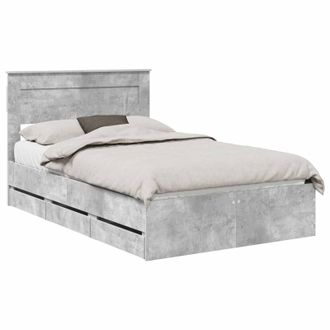 vidaXL Estructura De Cama Gris Concreto 135 X 190 Cm Madera Ingenieril Vidaxl