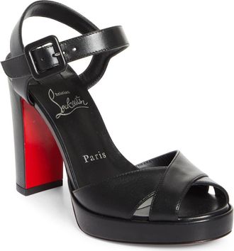 Christian Louboutin Cora Block Heel Sandal in Black at Nordstrom, Size 10.5Us