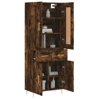 Berkfield Home Highboard Smoked Oak 69.5x34x180 cm Engineered Wood in Brown