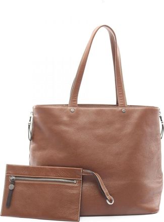 Ferragamo Brown Leather Handbag Pouch Tote Bag (Pre-Owned)
