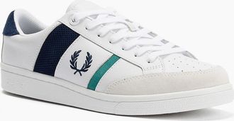 Fred Perry Mens Fred Perry B725 Leather Suede Mens White/Navy/Mint Trainers - Size: 11