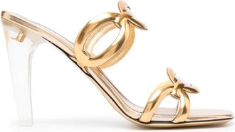 Valentino Garavani 100mm Chain 1967 sandals - women - Calf Leather/Calf Leather/Calf Leather - 35.5 - Gold