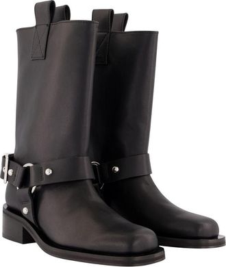 Ganni Womens Studded Mid-Calf Boot Black Synthetic