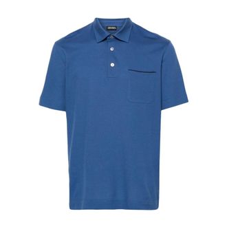 Ermenegildo Zegna Polo Shirts, male, Blue, 2XL, Pique Polo Shirt