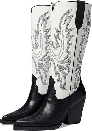 Dolce Vita Blanch Boots Womens M Black White Leather Western Cowgirl JOBB604