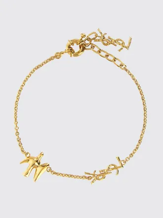 Saint Laurent Bracciale in ottone con finitura color oro