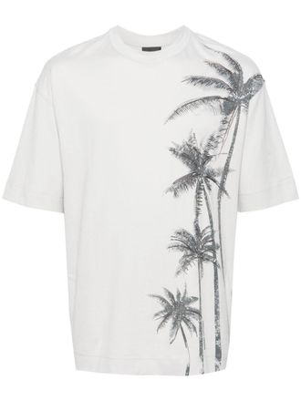 Emporio Armani T-shirt met palmboomprint - Grijs