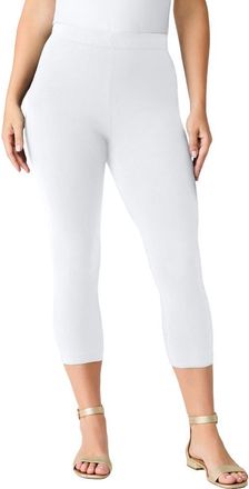 Roaman's Plus Size Essential Stretch Capri Legging in White at Nordstrom, Size 28