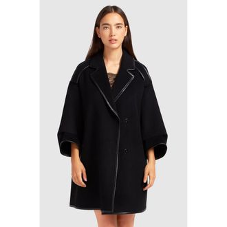 Belle & Bloom Incomplete Kiss Trimmed Coat in Black at Nordstrom, Size Large Au