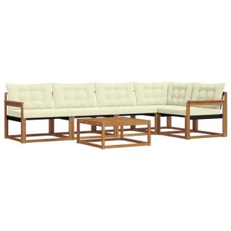 vidaXL Conjunto De Sof&aacute;s De Exterior Con Coj&iacute;n 6 Pcs Natural Y Crema Vidaxl