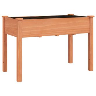 vidaXL Vidaxl - Jardinera Con Forro Madera Maciza De Abeto Marr&oacute;n 118x59x76 Cm