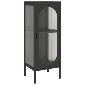 vidaXL Vidaxl - Aparador Alto Vidrio Y Acero Negro 40x35x105 Cm