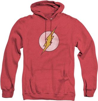 Gildan DC Comics Flash Flash Logo Distressed Adult Heather Hoodie / Hooded Sweatshirt