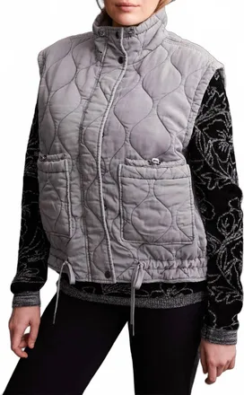 Tribal Quilted Vest In Elephant Grey