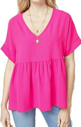 Entro Textured Babydoll Top In Pink