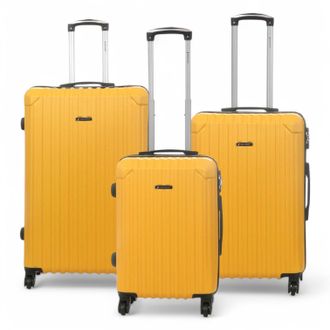 Infinity Leather Unisex Hard Shell Yellow ABS 8 Wheels Luggage Travel Cabin Suitcase - Size Medium