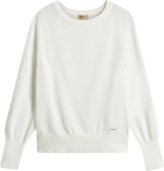 Woolrich Cotton Modal Crewneck - Dames - Ronde hals truien - Beige - S - Katoen - Truien & Vesten