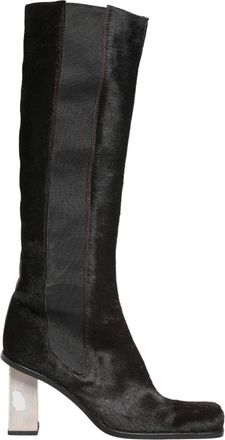 Dolce & Gabbana Black Suede Leather Knee High Boots Womens Shoes (Pre-Owned)