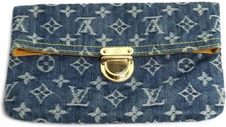 Louis Vuitton Blue Monogram Denim Clutch Bag Pochette Pouch (Pre-Owned)